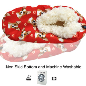 Chihuahua Slippers - Super Soft and Comfortable - One Size Fits Most - Cozy House Slippers - Non Skid Bottom - perfect for “Chihuahua gifts”