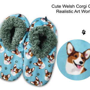 Welsh Corgi Slippers - Super Soft and Comfortable - One Size Fits Most - Cozy House Slippers - Non Skid Bottom - perfect for “Welsh Corgi gifts”