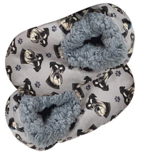 Schnauzer Slippers - Super Soft and Comfortable - One Size Fits Most - Cozy House Slippers - Non Skid Bottom - perfect for “Schnauzer gifts”