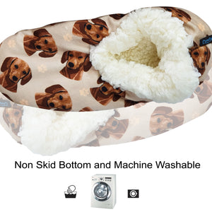 Dachshund Slippers - Super Soft and Comfortable - One Size Fits Most - Cozy House Slippers - Non Skid Bottom - perfect for “Dachshund gifts”