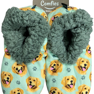Golden Retriever Slippers - Super Soft and Comfortable - One Size Fits Most - Cozy House Slippers - Non Skid Bottom - perfect for “Golden Retriever gifts”