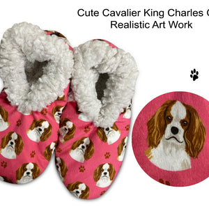 Cavalier King Charles Slippers - Super Soft and Comfortable - One Size Fits Most - Cozy House Slippers - Non Skid Bottom - perfect for “Cavalier King Charles gifts”