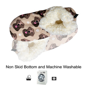 Chocolate Lab Slippers - Super Soft and Comfortable - One Size Fits Most - Cozy House Slippers - Non Skid Bottom - perfect for “Chocolate Lab gifts”