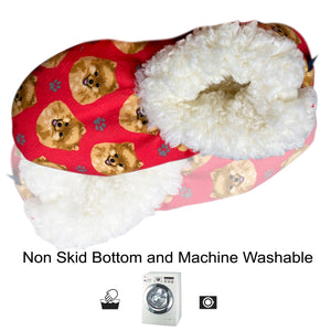 Pomeranian Slippers - Super Soft and Comfortable - One Size Fits Most - Cozy House Slippers - Non Skid Bottom - perfect for “Pomeranian gifts”