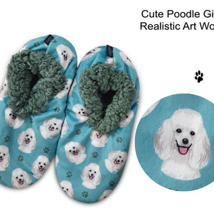 Poodle Slippers - Super Soft and Comfortable - One Size Fits Most - Cozy House Slippers - Non Skid Bottom - perfect for “Poodle gifts”