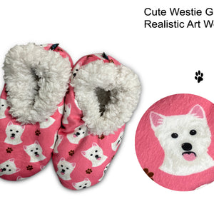 Westie Slippers - Super Soft and Comfortable - One Size Fits Most - Cozy House Slippers - Non Skid Bottom - perfect for “Westie gifts”