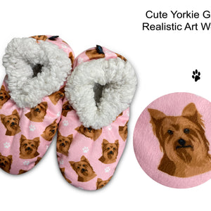 Yorkie Slippers - Super Soft and Comfortable - One Size Fits Most - Cozy House Slippers - Non Skid Bottom - perfect for “Yorkie gifts”