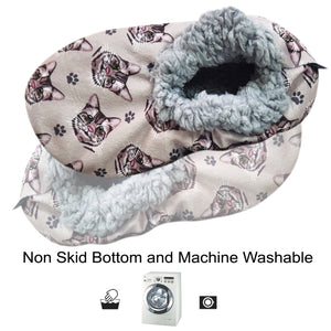 Silver Tabby Slippers - Super Soft and Comfortable - One Size Fits Most - Cozy House Slippers - Non Skid Bottom - perfect for “Silver Tabby gifts”