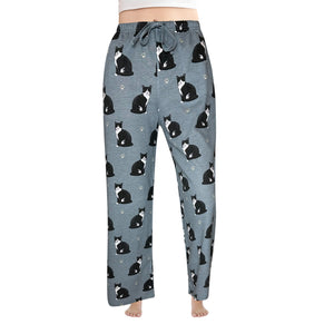 Black and White Cat Pajama Bottoms - Unisex Cotton Blend – Super Soft and Comfortable – Perfect for Black and White Cat Gifts