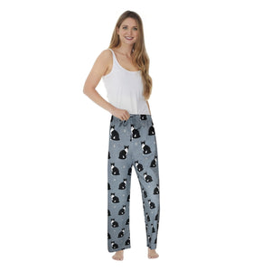 Black and White Cat Pajama Bottoms - Unisex Cotton Blend – Super Soft and Comfortable – Perfect for Black and White Cat Gifts
