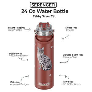 Tabby Silver Cat Water Bottle
