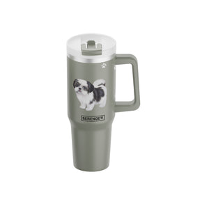Shih Tzu Black and white 40 Oz Tumbler with Handle