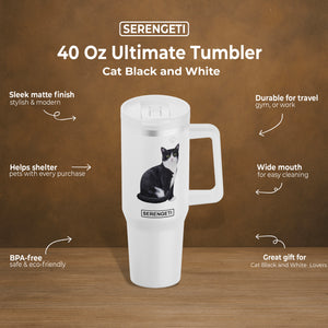 Black and White Cat 40 Oz Ultimate Tumbler