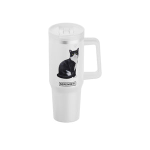 Black and white cat 40 Oz Tumbler with Handle