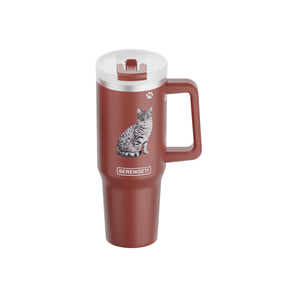 Silver Tabby Cat 40 Oz Tumbler with Handle