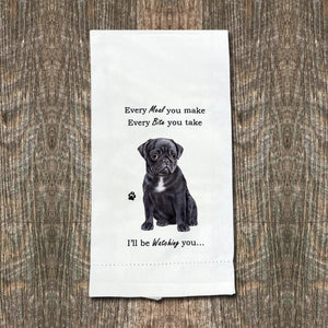 Pug black Kitchen Towel