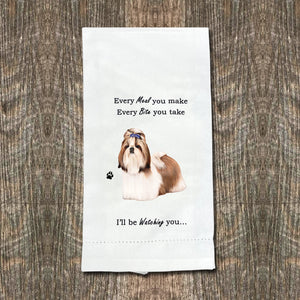 Shih Tzu tan and white puppy cut Kitchen Towel