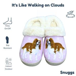 a pair of slippers with a picture of a dog on them