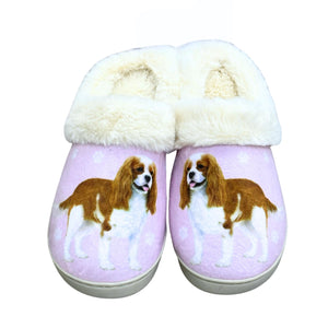 a pair of slippers with a picture of a dog on them