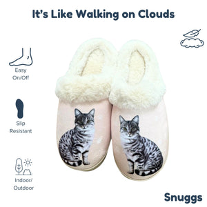 a pair of slippers with a picture of a cat on them