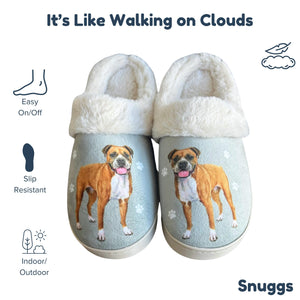 a pair of slippers with a picture of a dog on them