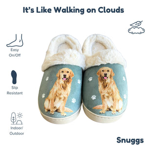 a pair of shoes with a picture of a dog on them