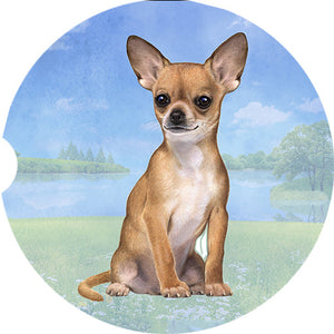 Chihuahua Tan sitting car coaster