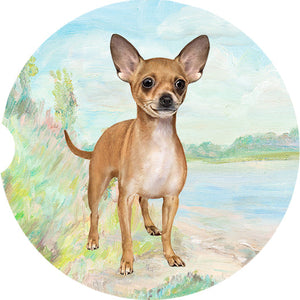 Chihuahua Tan Standing car coaster