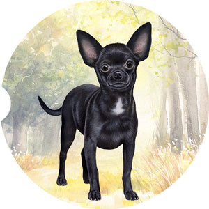 Chihuahua Black and Tan Sitting car coaster
