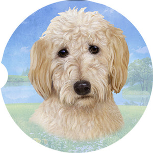 Goldendoodle Face car coaster