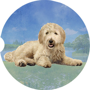 Goldendoodle Laying car coaster