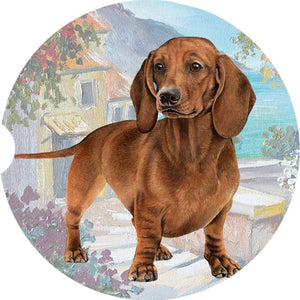 Dachshund Red Standing car coaster