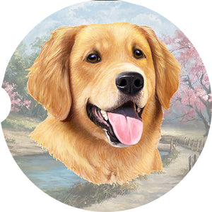 Golden Retriever Face car coaster