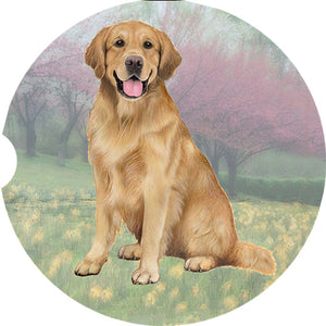 Golden Retriever Sitting car coaster