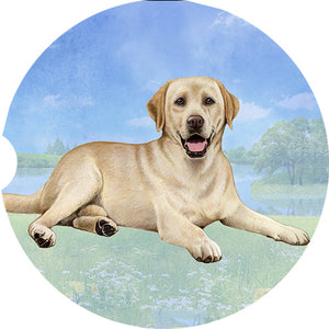 Labrador Yellow Laying car coaster
