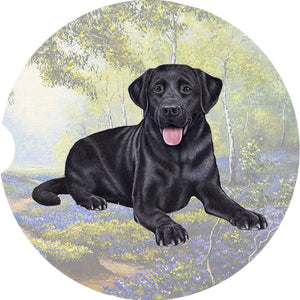 Labrador Black Laying car coaster