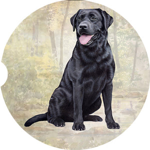 Labrador Black sitting car coaster