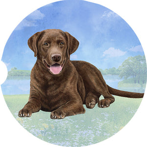 Labrador Chocolate Laying car coaster