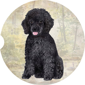 Poodle black car coaster