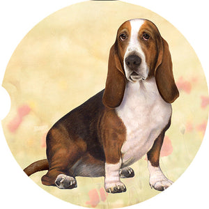 Basset Hound sitting car coaster