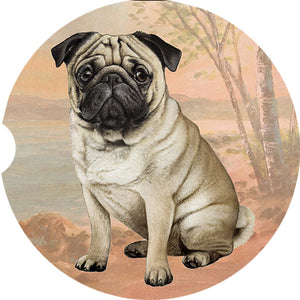 Pug Tan Sitting car coaster