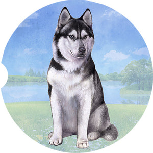 Siberian Husky Sitting car coaster