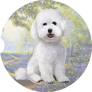 Bichon Frise Sitting car coaster