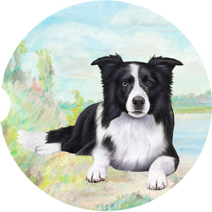 Border Collie Laying car coaster