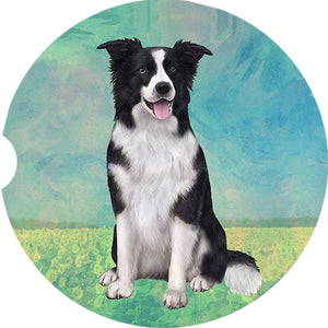 Border Collie Sitting car coaster