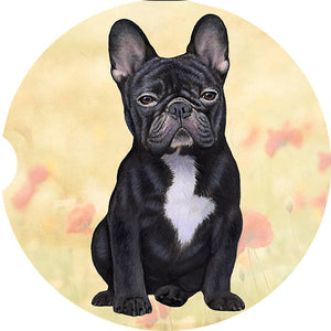 French Bulldog Black Sitting car coaster