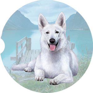German Shepherd White car coaster