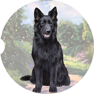 German Shepherd Black Sitting car coaster