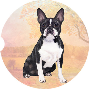 Boston Terrier Sitting car coaster