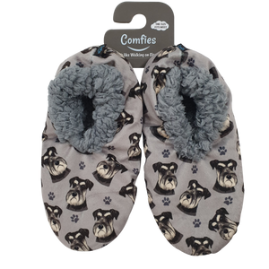 Schnauzer Slippers - Super Soft and Comfortable - One Size Fits Most - Cozy House Slippers - Non Skid Bottom - perfect for “Schnauzer gifts”